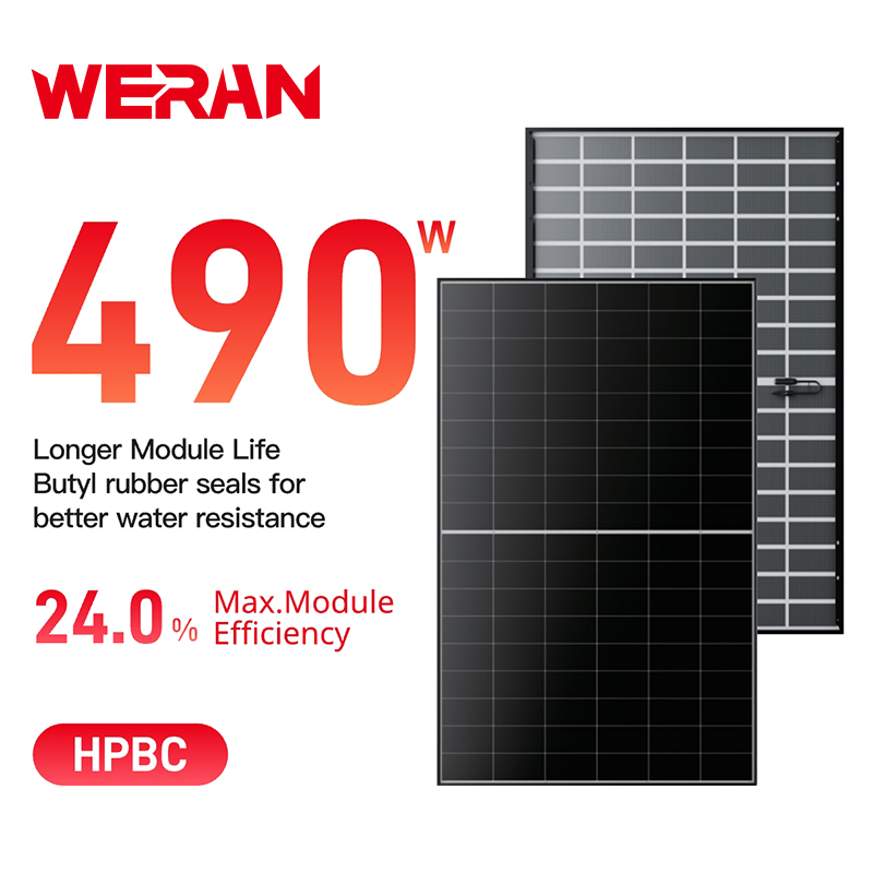 WERAN EcoLife 480-490W Panou solar BC cu sticlă duală LR7-54HJD Modul fotovoltaic rezidențial de ultimă generație